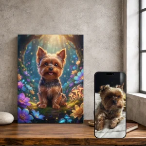 Portret Pupila w Bajkowym Stylu 3D – Personalizowany Obraz Psa lub Kota